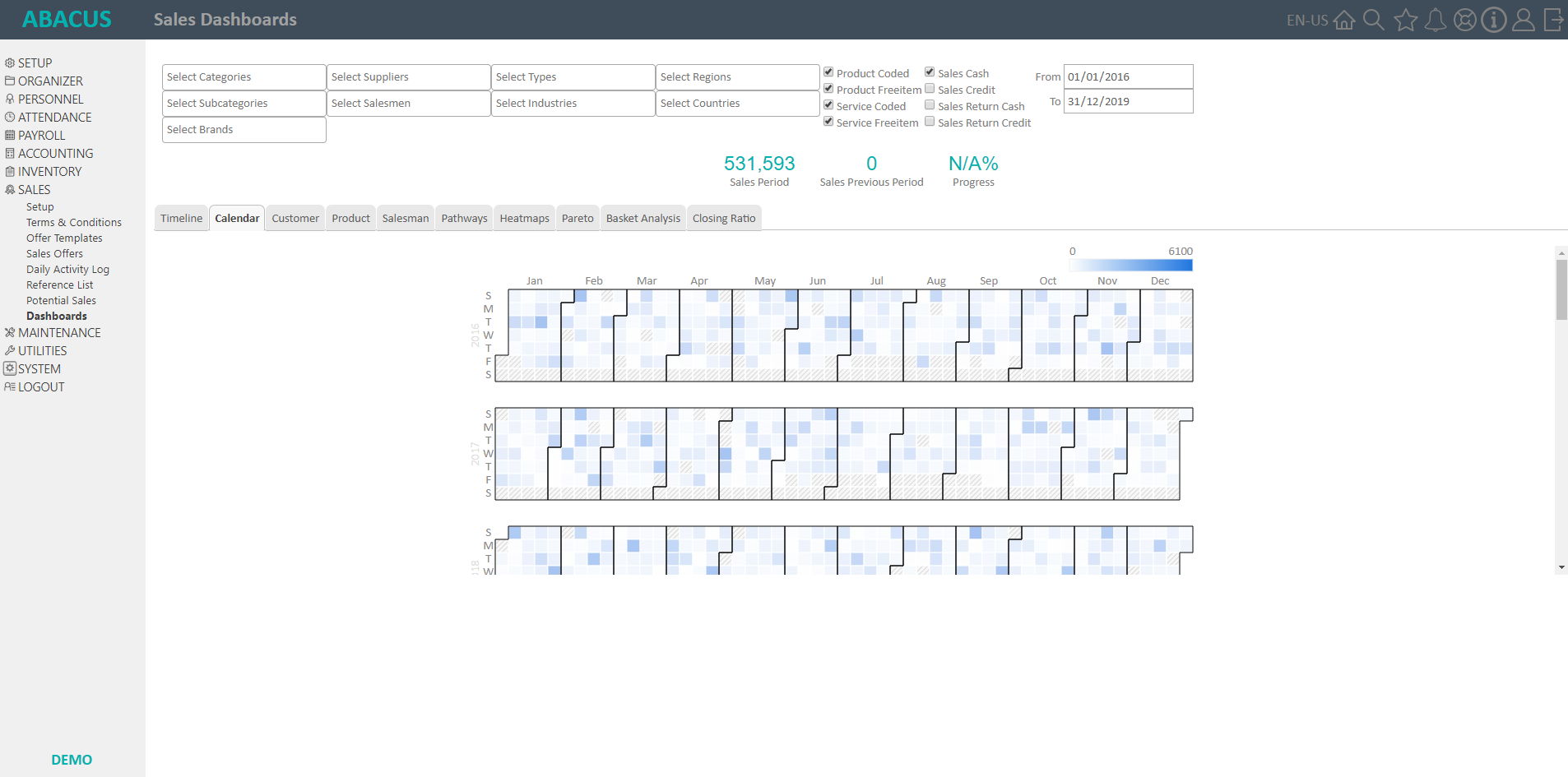 Sales - Dashboard/Calendar